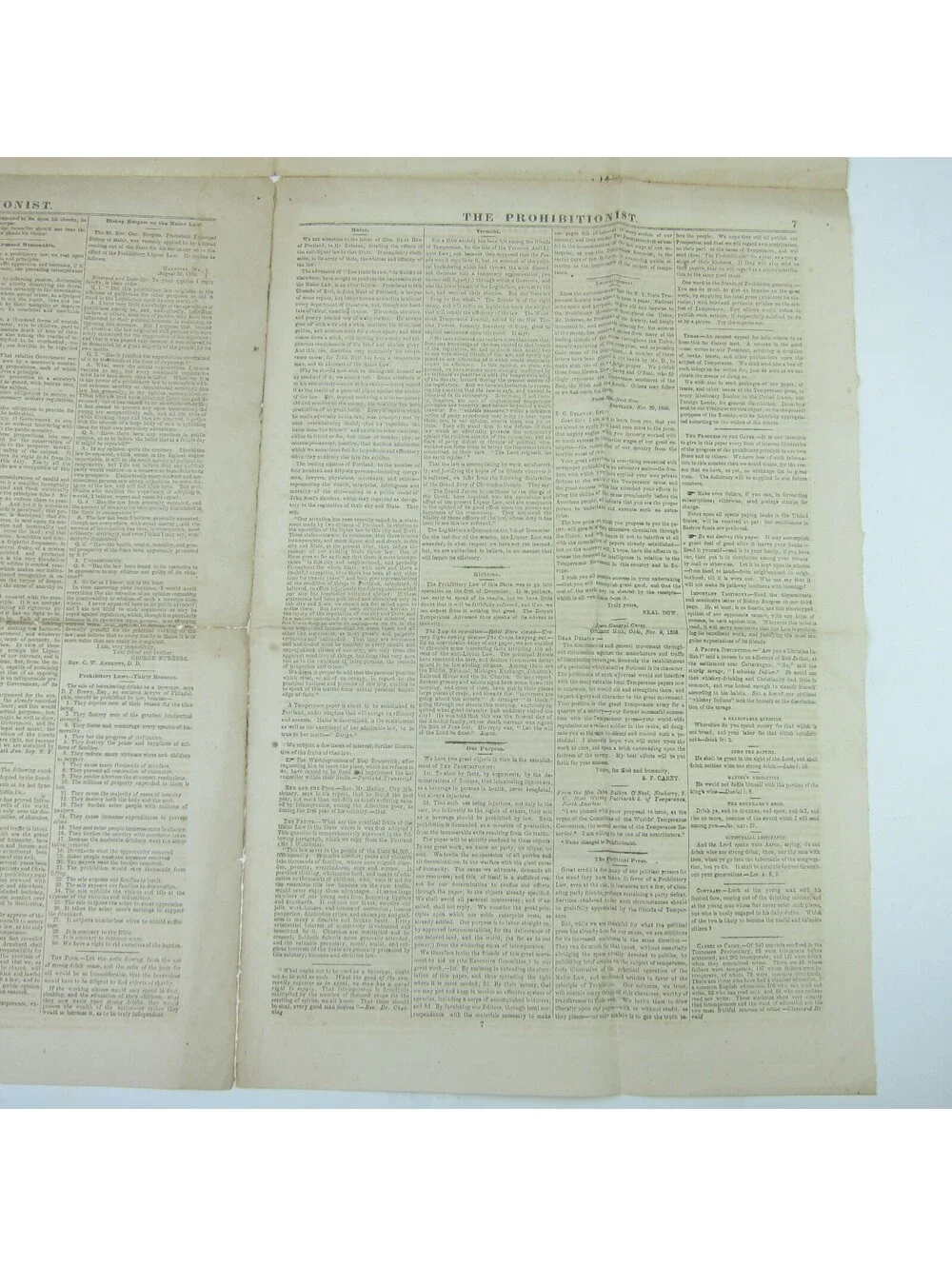 The Prohibitionist Newspaper New York Temperance Society #1 Antique 1854 RARE